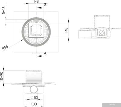 Berges Wasserhaus Zentrum Norma 150x150 090363 (матовый хром)