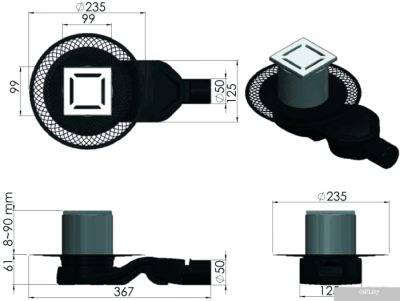 Berges Wasserhaus Platz Norma 100x100 090158 (матовый хром)