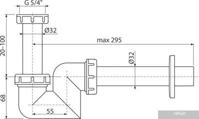 Сифон для умывальника и биде, пластик O32, Alcaplast